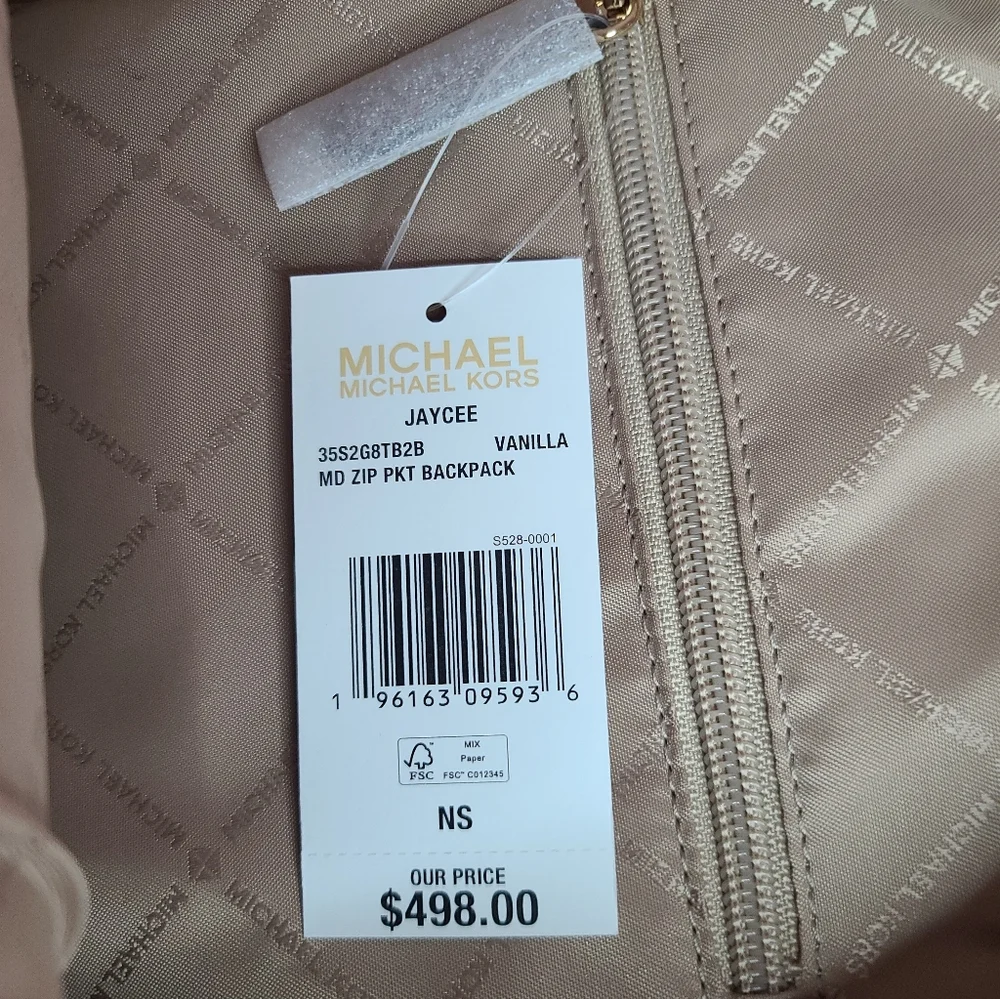 NWT Michael Kors Jaycee Medium Logo Backpack In VANILLA